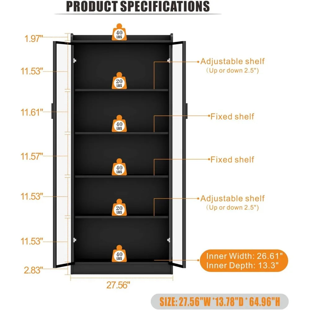 Display Cabinet With Adjustable Shelves And LED Lighting