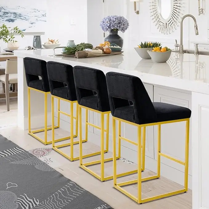 HUANZHUANG Modern Bar Stools Set of 4 with Padded Backs