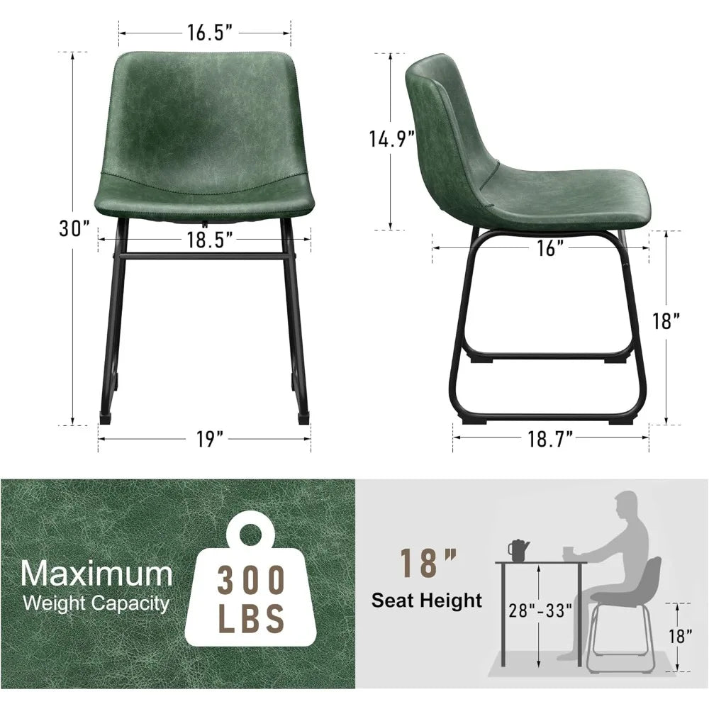 GUANGBAI Modern PU Leather Armless Dining Chairs Set of 6
