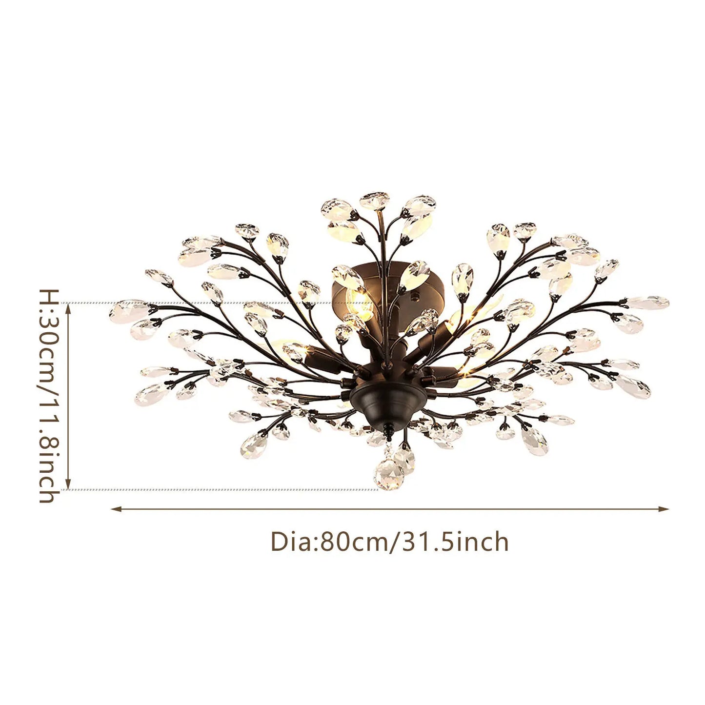 Bymaocar Vintage Crystal Chandelier Flower Ceiling Lamp