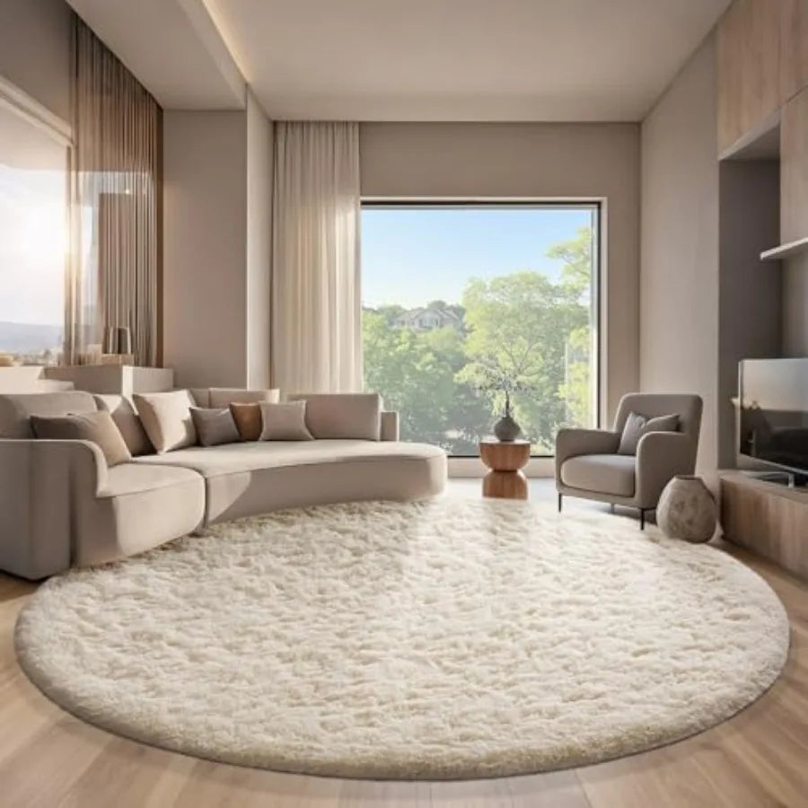 Softest Round Rug High-Con Concerned Round Rugs Soft Shaggy Fleece Living Room Carpet ...