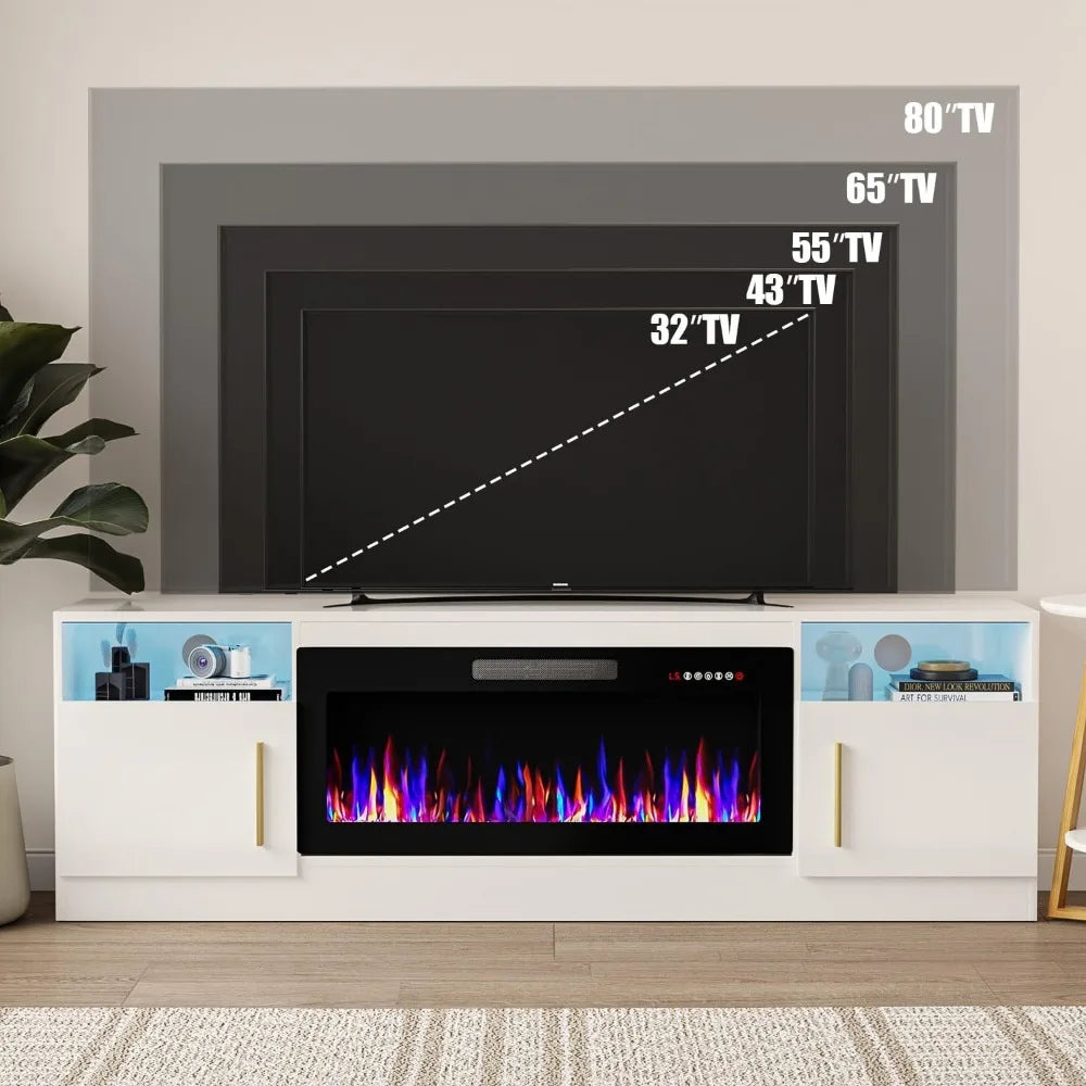 Electric Fireplace TV Stand With LED Lighting Entertainment