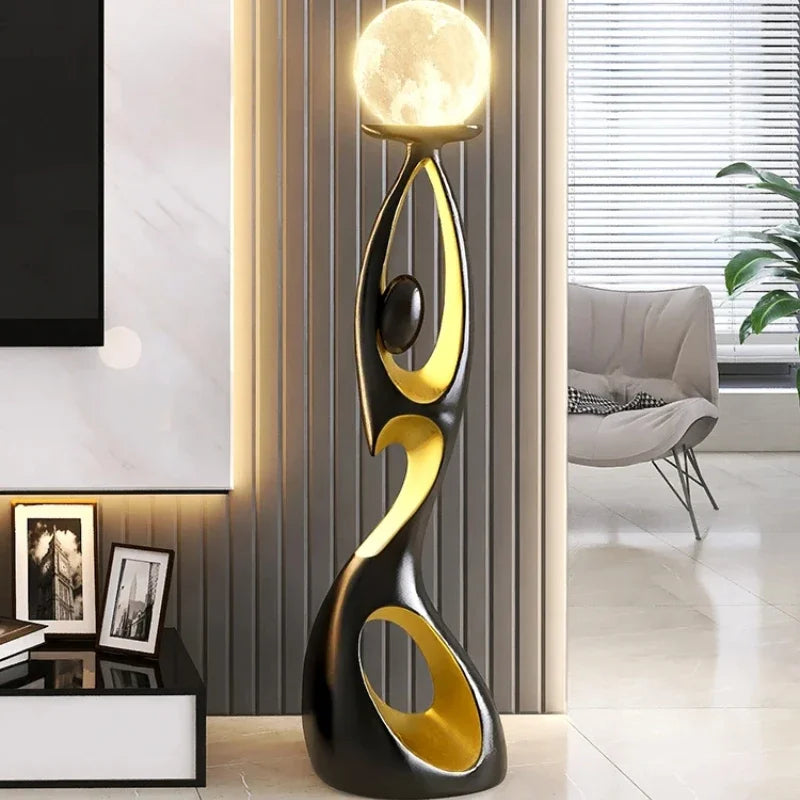 ENERLORD LED Floor Lamp Resin Sculpture Glow Living Room