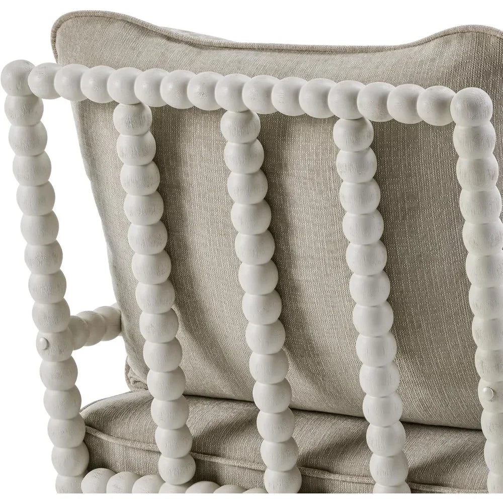 ANGDUO Linen Spindle Accent Chair With Wood Frame Cushion