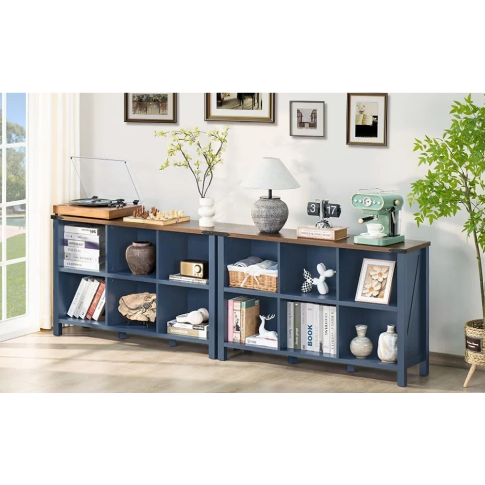 6 Cube Farmhouse Wood Low Storage Organizer Bookcase