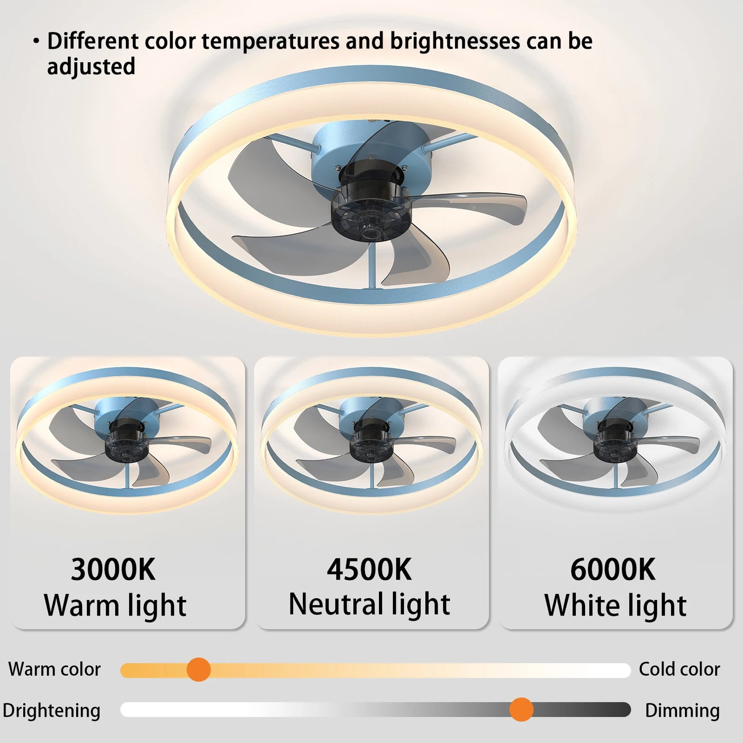 ARLGSITE Modern Ceiling Fan with LED Light 6 Speed Remote