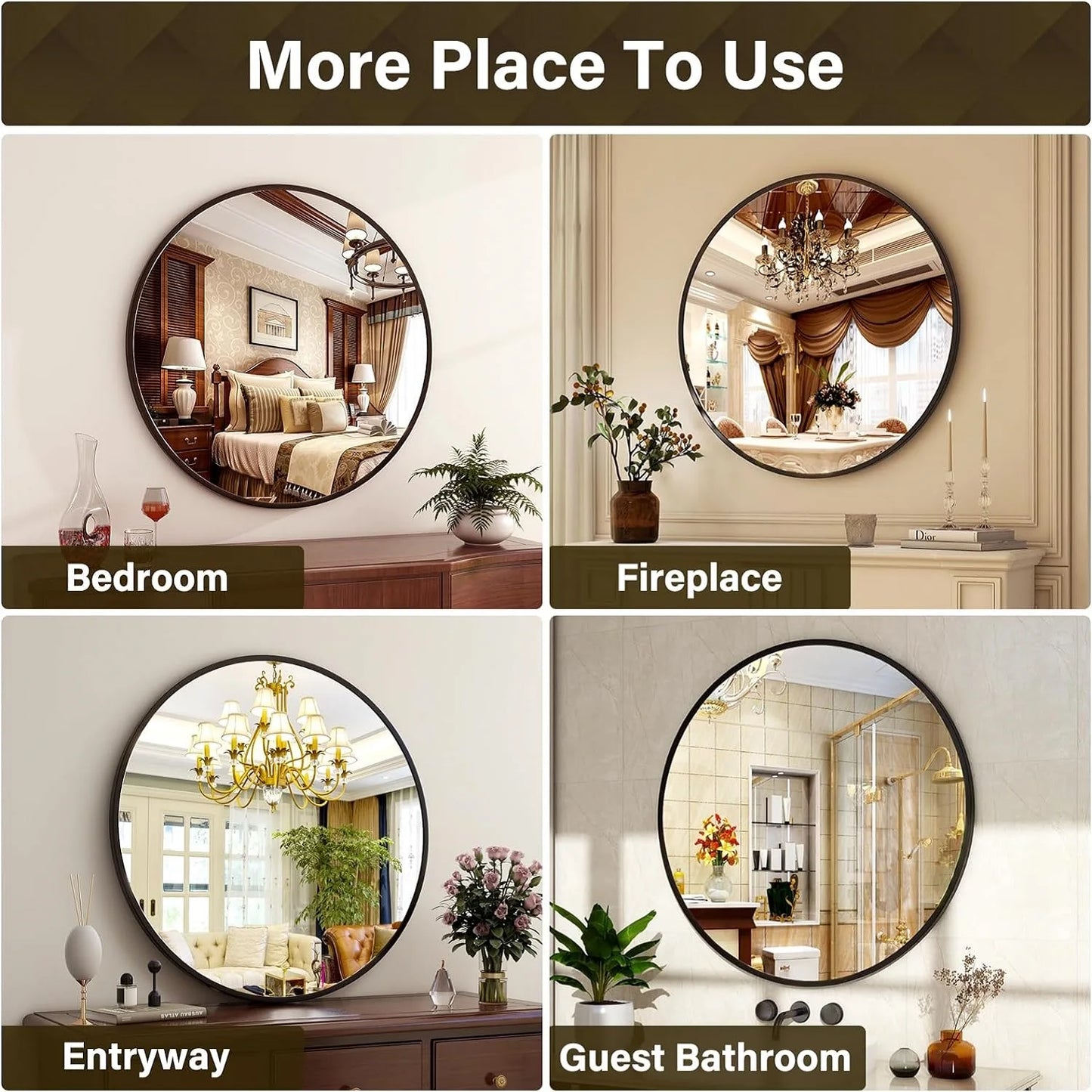 Round Metal Wall Mirror For Entryway And Living Room Decor
