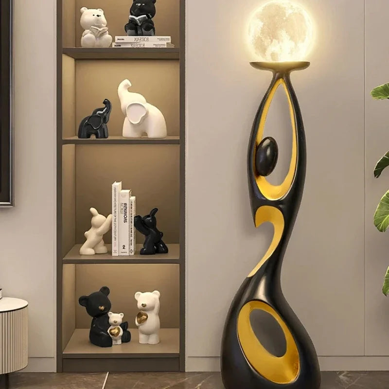 ENERLORD LED Floor Lamp Resin Sculpture Glow Living Room