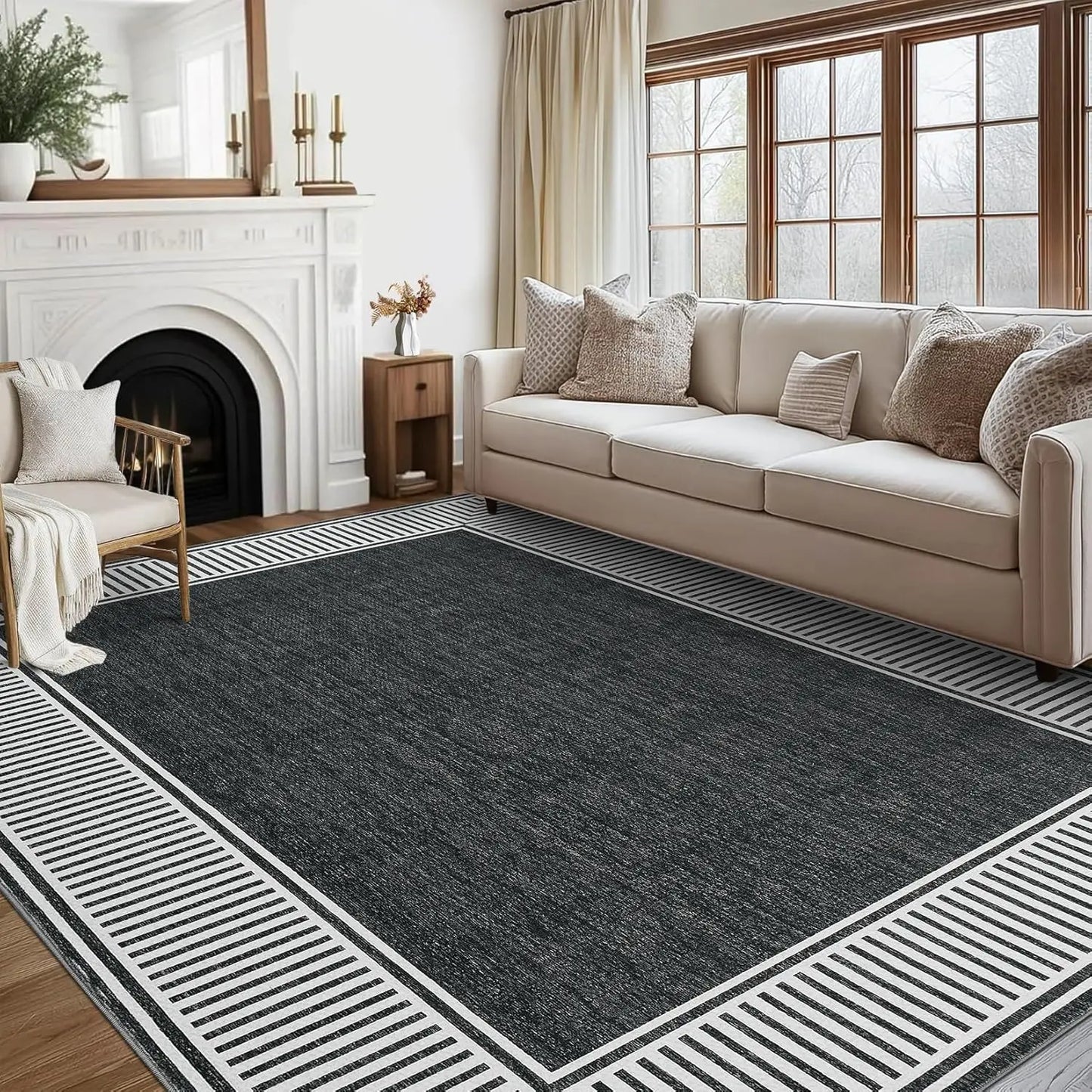 HiMISS Geometric Area Rug for Living Room and Home Office