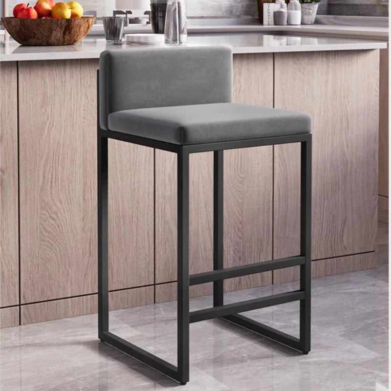 Modern Wrought Iron Counter Stool with Backrest