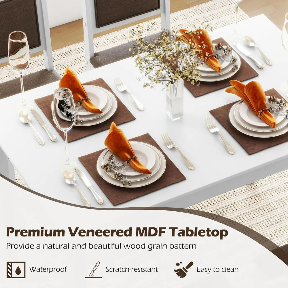 DAFIFY Farmhouse Dining Table Set With Upholstered Chairs