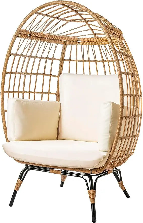 MKDK Wicker Egg Chair Outdoor Patio Rattan Lounge Chair