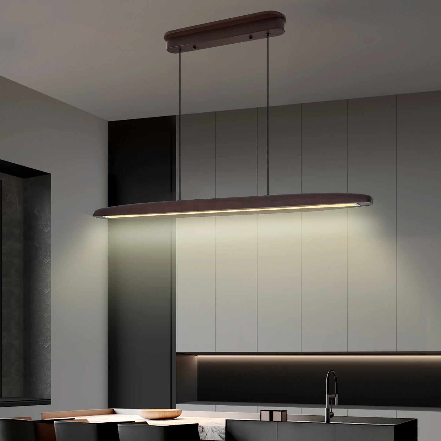 ARLGSITE Wooden Dimmable LED Pendant Light With Remote