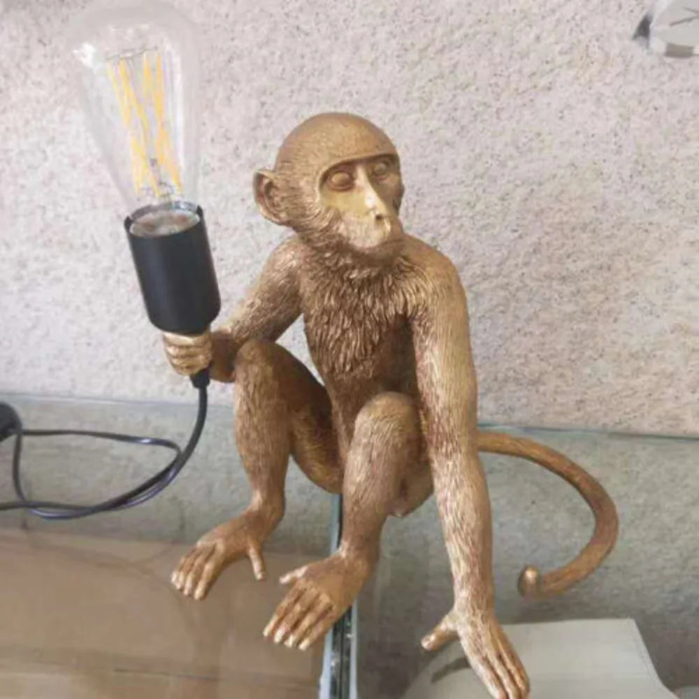Monkey Shaped Resin Desk Lamp For Home Office Lighting