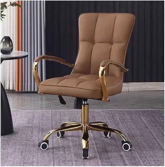Ergonomic Adjustable Swivel Office Chair With Leather Armrests