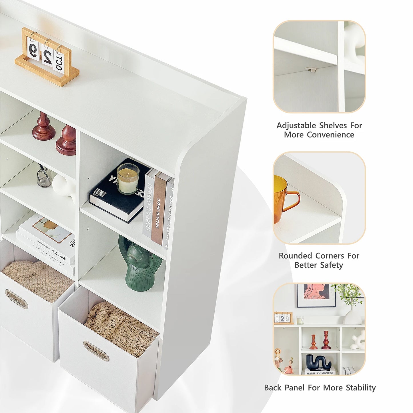 Finishes Wooden Cube Bookcase Organizer With Open Shelves