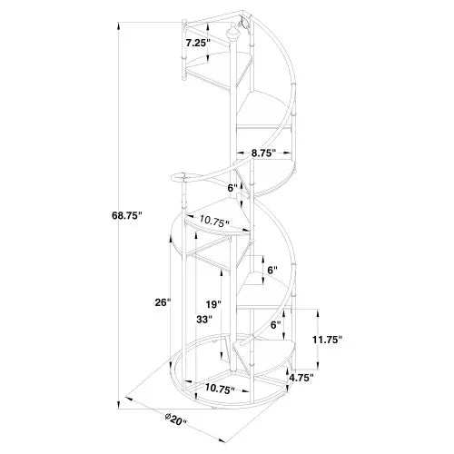 General Staircase Eight Rack Bookcase Spiral Steel Frame