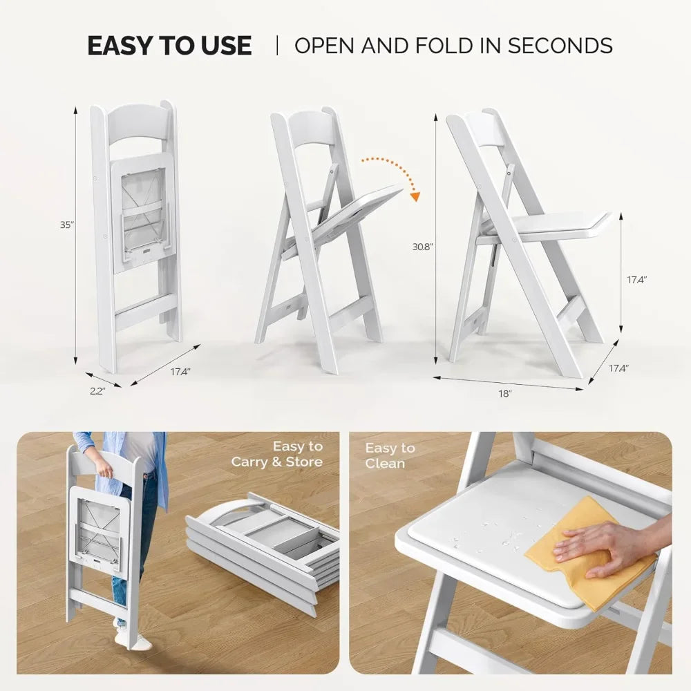 Resin Folding Chair With Cushioned Seat For Indoor Outdoor