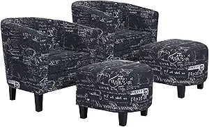 RBXC Accent Chair With Ottoman Set Modern Upholstered Barrel Chairs