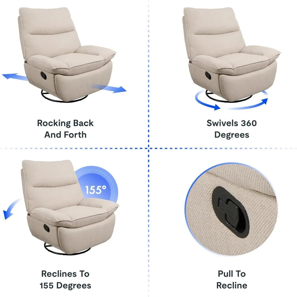 Angduo Lotus Swivel Rocker Recliner Chair for Adults