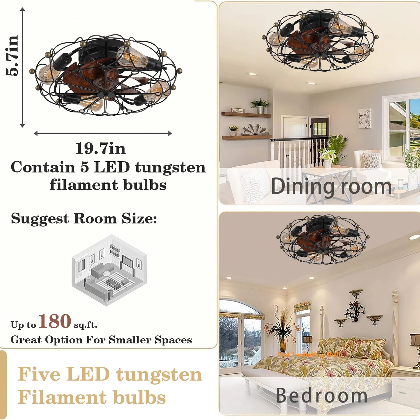 Hign Concerned Low Profile Caged Ceiling Fan Remote Lights