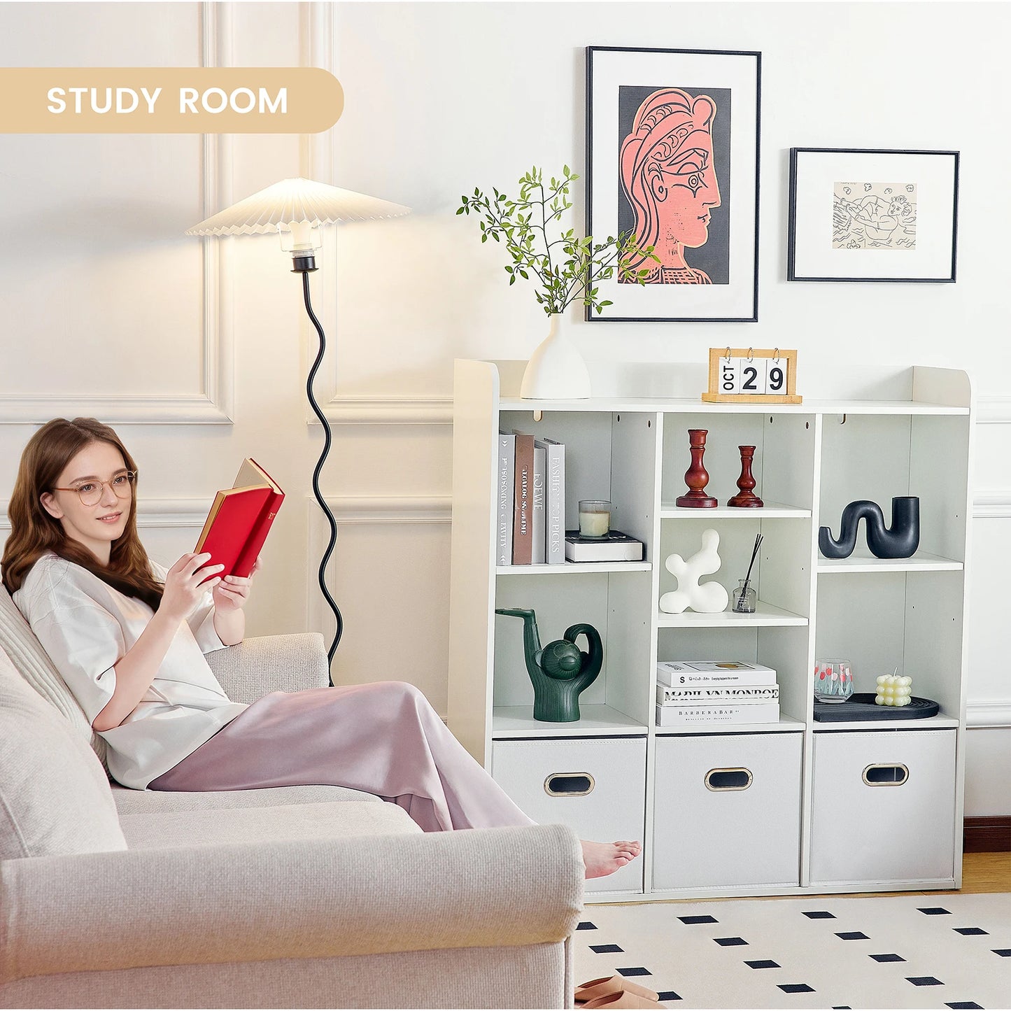 Finishes Wooden Cube Bookcase Organizer With Open Shelves