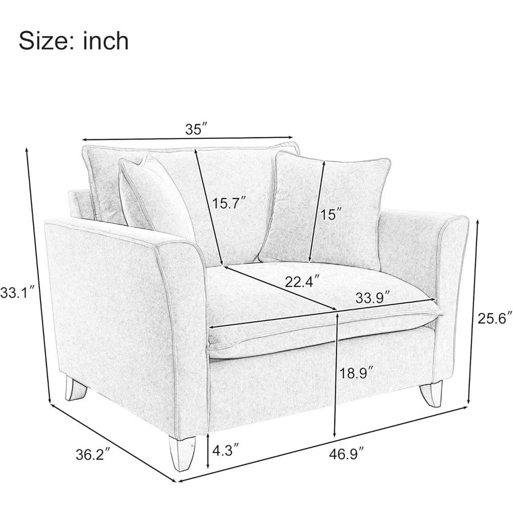 OEING Oversized Living Room Chair With Chenille Upholstery