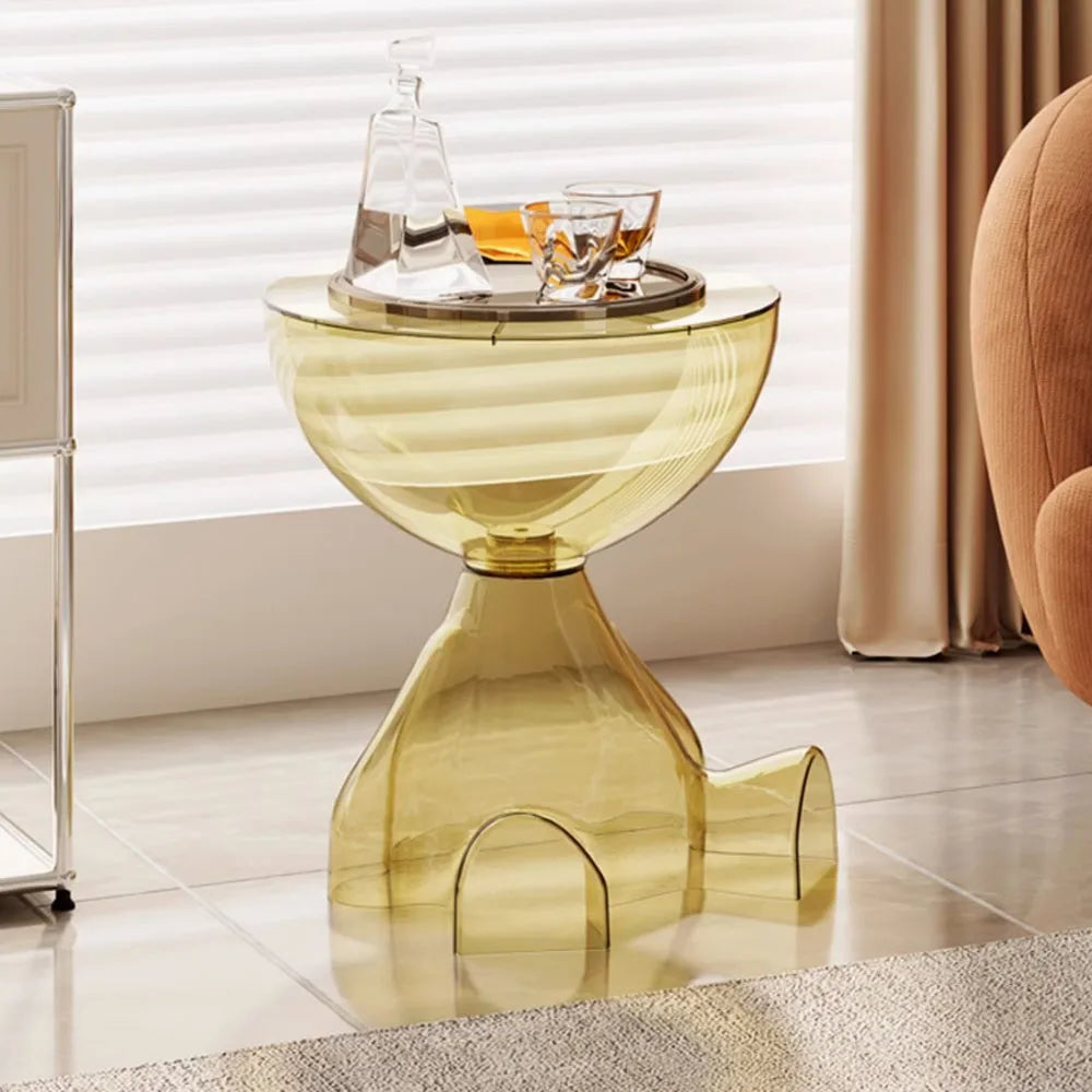 Transparent Round Coffee Table Modern Minimalist Plastic