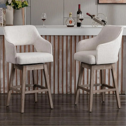 Guangbai Linen Upholstered Swivel Bar Stools Set of 2