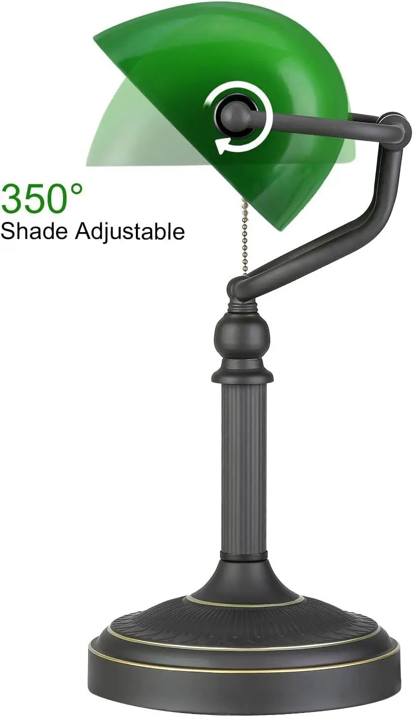 Glass Banker Desk Lamp With E27 E26 Socket Switches