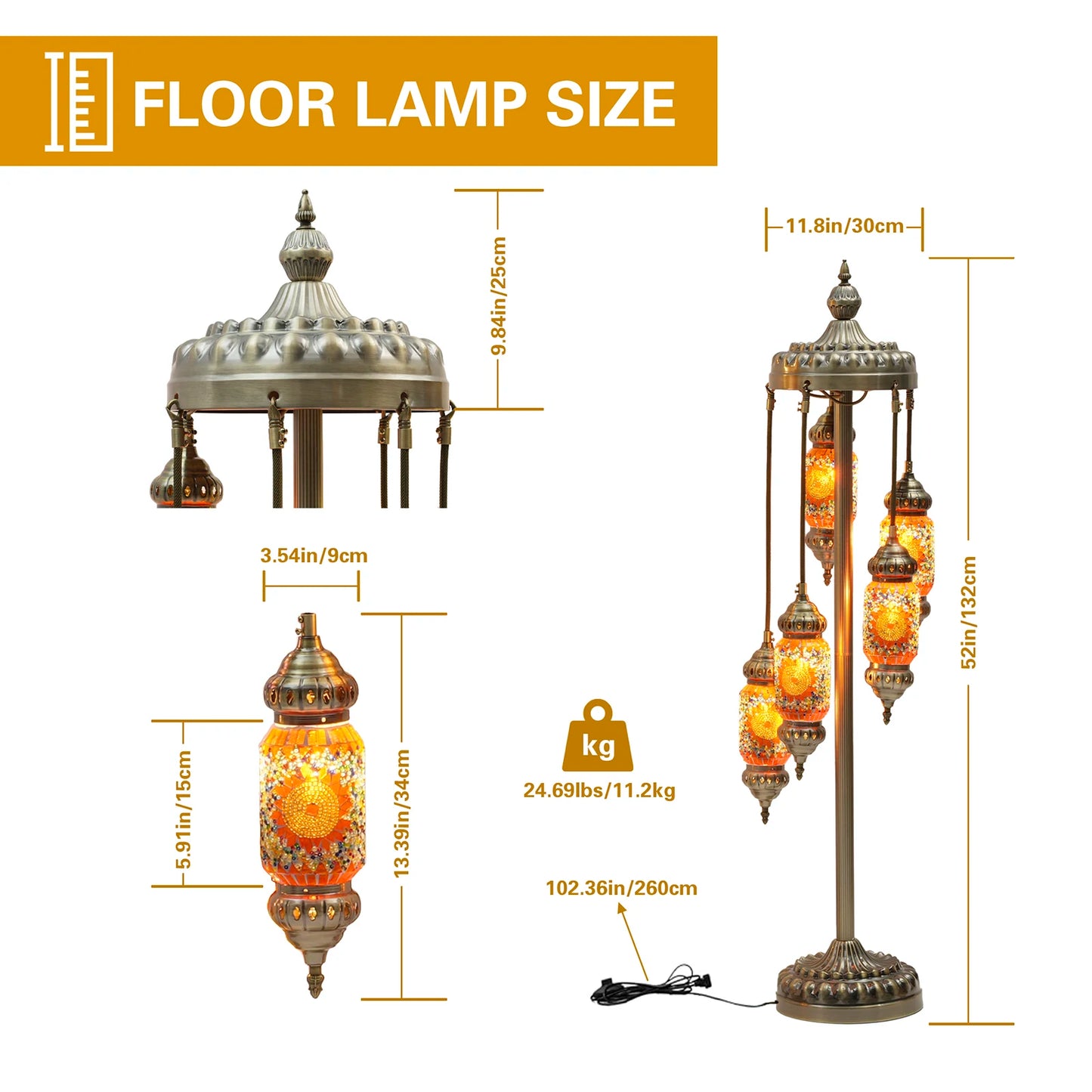 Turkish Mosaic Floor Lamp Handmade Stained Glass Bohemian