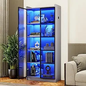 Display Cabinet With Adjustable Shelves And LED Lighting