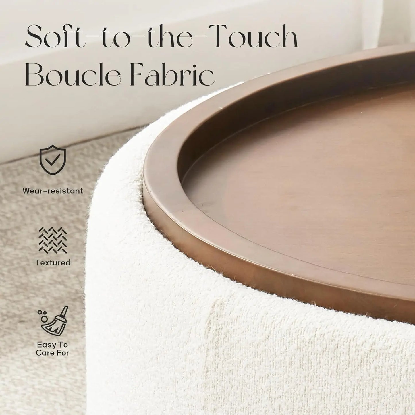 XMSJH Modern Round Storage Ottoman Coffee Table With Lid
