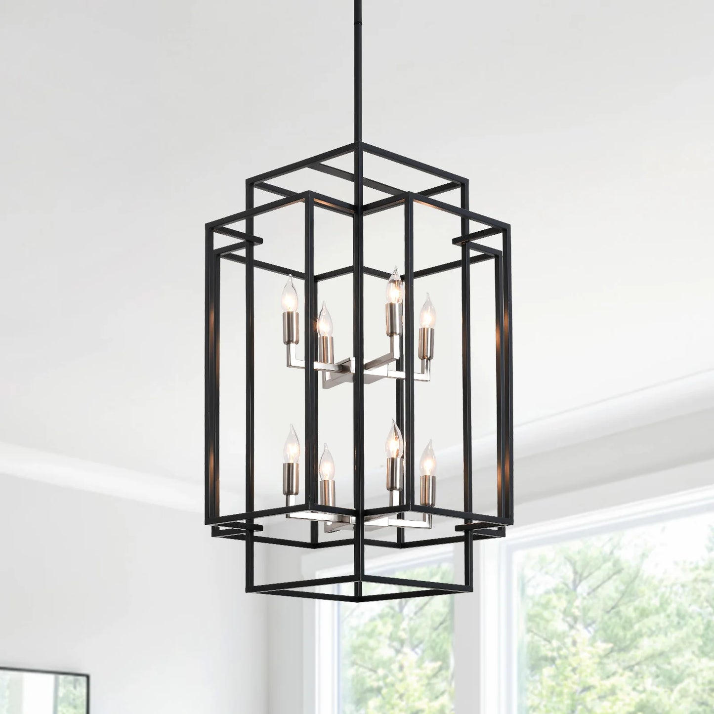 8 Lights Lantern Tiered Pendant Light Fixture Chandelier