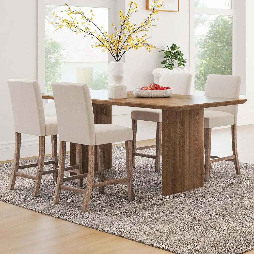 MKDK Bar Stools Counter Height Set Modern Fabric With Back