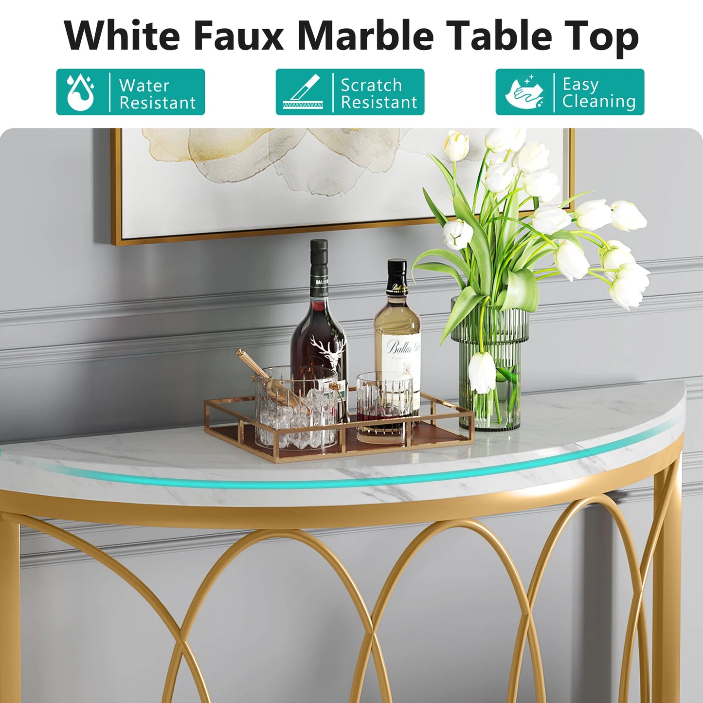 Tribesigns Half Moon Console Table Modern Entryway Decor