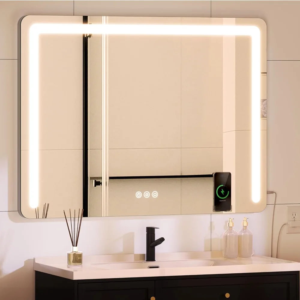 HUANHUI LED Vanity Mirror With Lights Bluetooth Speaker USB