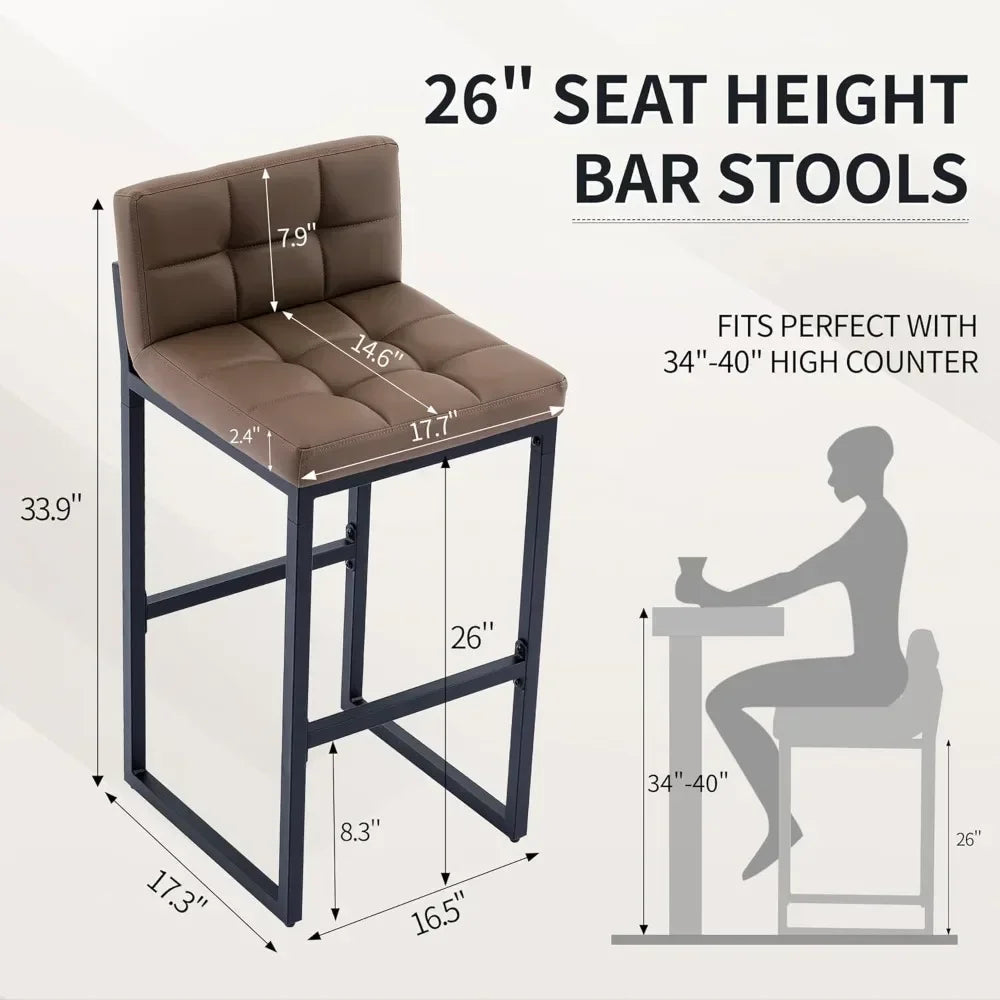 Neet Designs Bar Stools Upholstered Leather Counter Height
