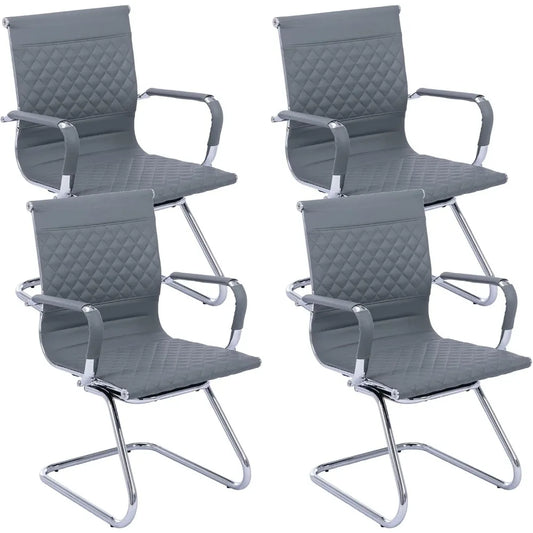 Huanzhuang 4 Office Guest Chairs Rhombic Grid Back Base