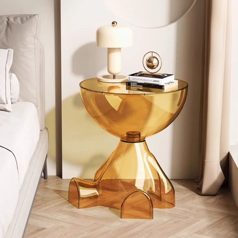 Transparent Round Coffee Table Modern Minimalist Plastic