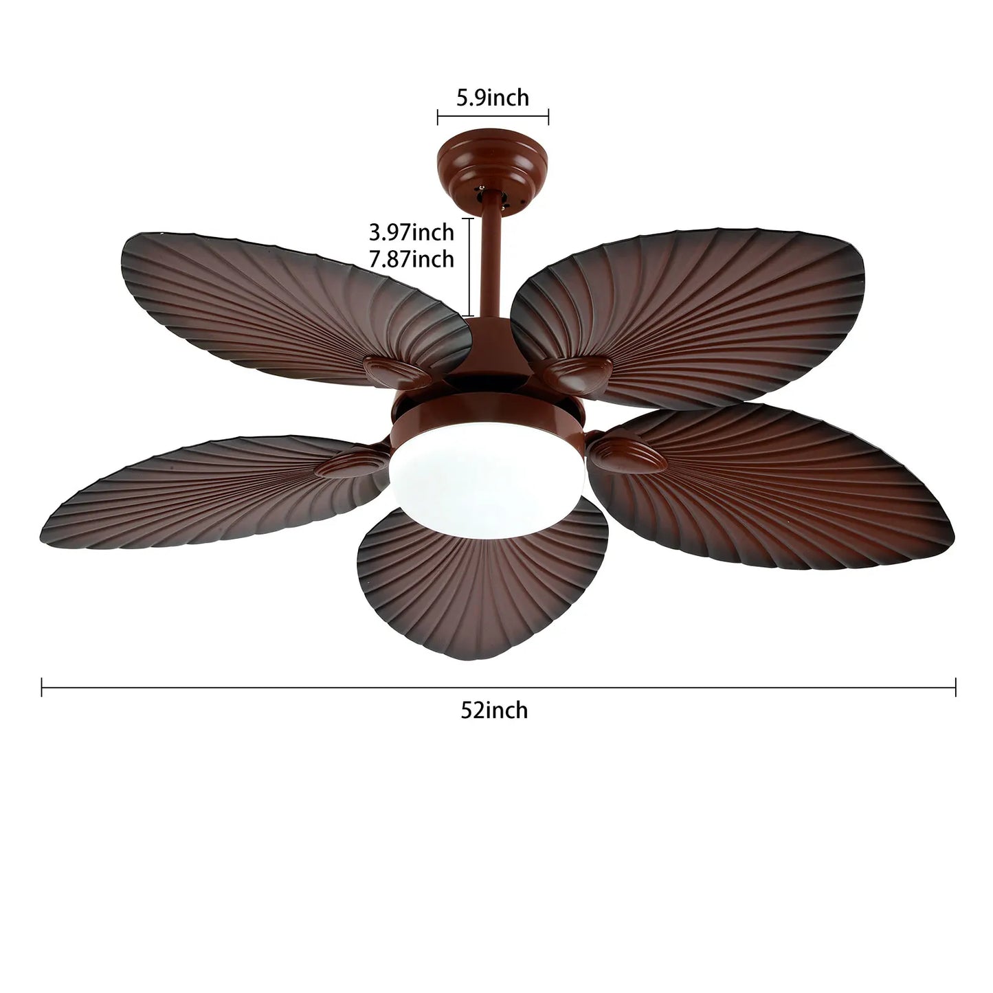 Tropical Palm Leaf Ceiling Fan Light With Remote Control