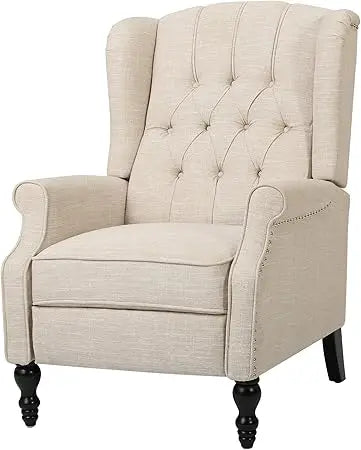 RBXC Elizabeth Tufted Fabric Recliner Wingback Reading Chair