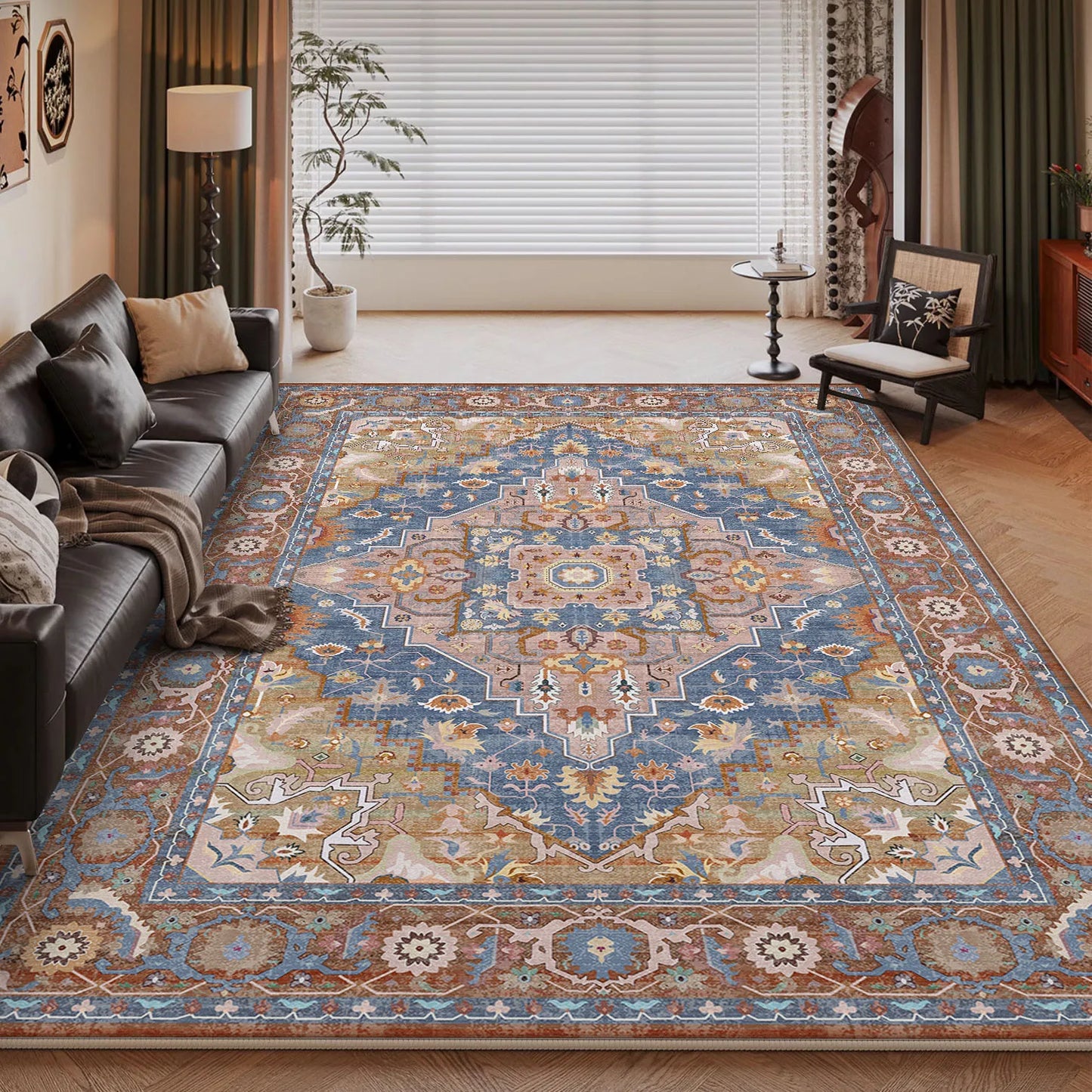 NONEDesign Vintage Persian Style Living Room Machine Washable Rug