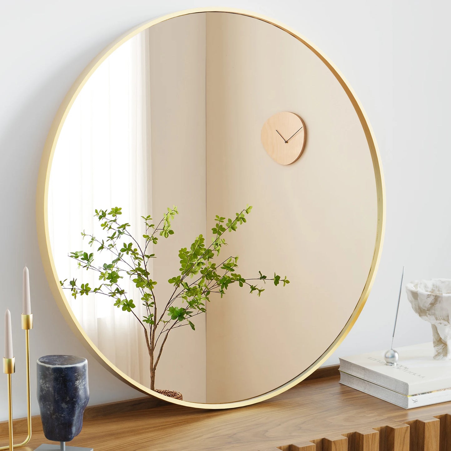 JHK Vanity Mirror Matte Metal Frame Round Wall Mounted