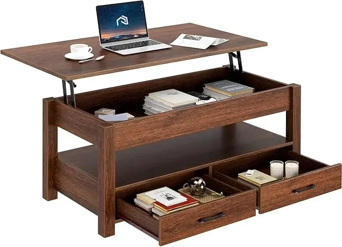 Guangbai Lift Top Coffee Table With Drawers And Hidden