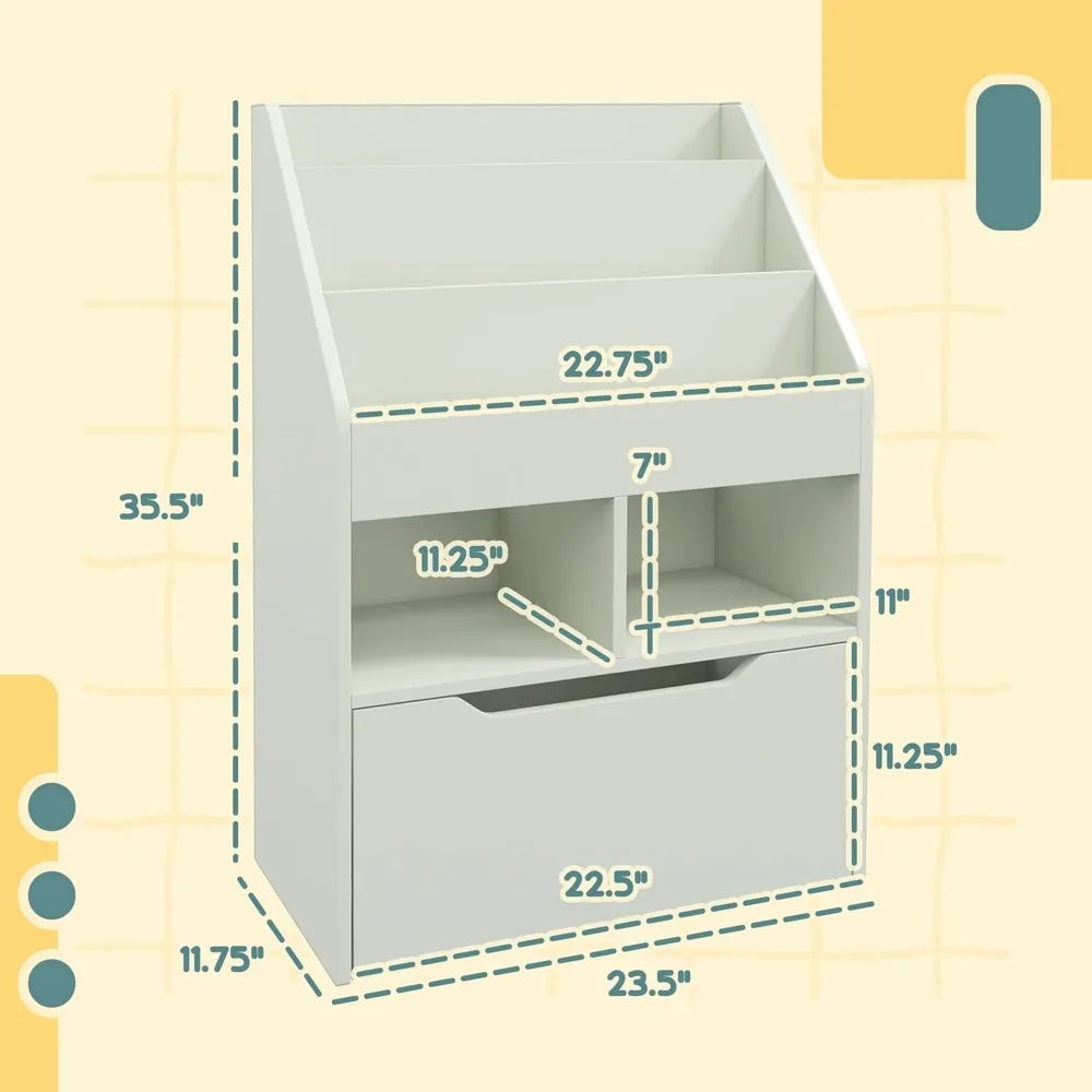Kids Bookcase Multi Shelf Storage Organizer for Playroom