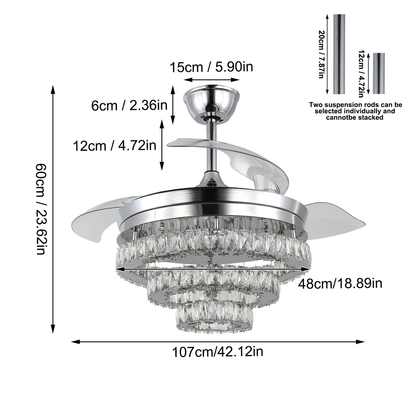 VETRULUS Remote Ceiling Fan With LED Light BLDC Chandelier