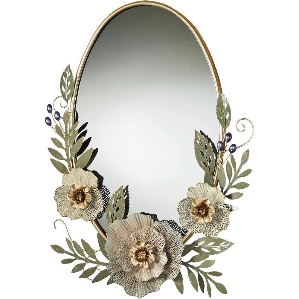 Forever Blooms Floral Oval Wall Mirror