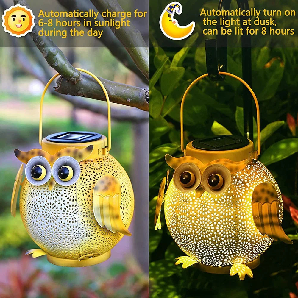 Neet Designs Emporium Iron Art Hanging Solar Lantern Owl