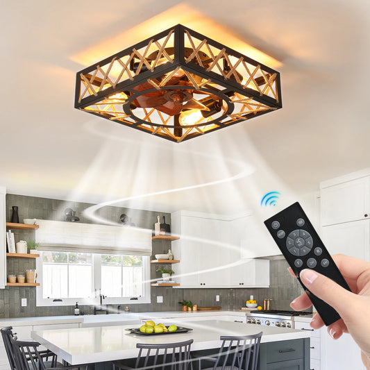 ARLGSITE Farmhouse Ceiling Fan With Remote Control DC Motor